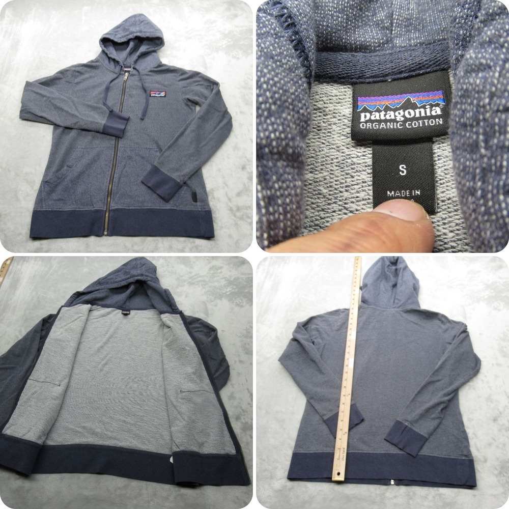 Patagonia Hoodie Women Small Blue Pockets Board Short Label Lightweight Full-Zip